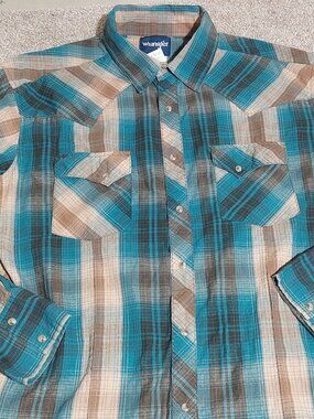 Wrangler Men's Regular Fit Western Pearl Snap Shirt Size XL